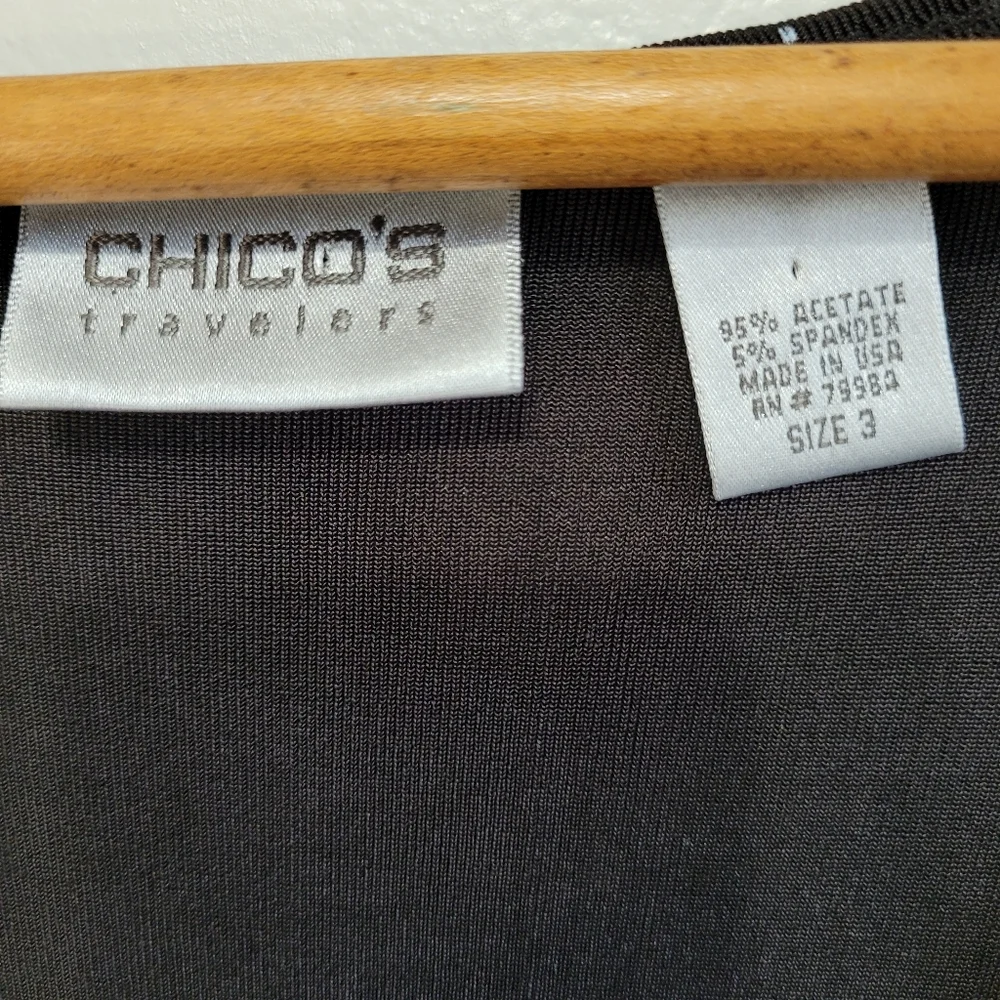 Chico's Travelers Black Polka Dot Wrap Style Dress Size 3 - Picture 7 of 16
